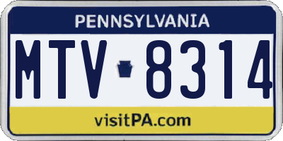 PA license plate MTV8314