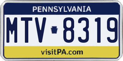 PA license plate MTV8319