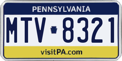 PA license plate MTV8321