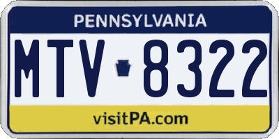 PA license plate MTV8322