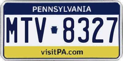PA license plate MTV8327