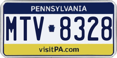 PA license plate MTV8328