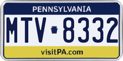 PA license plate MTV8332