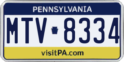 PA license plate MTV8334