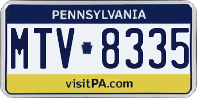 PA license plate MTV8335
