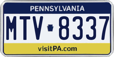 PA license plate MTV8337