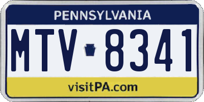 PA license plate MTV8341