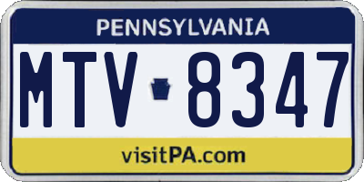 PA license plate MTV8347