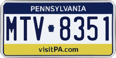 PA license plate MTV8351