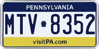 PA license plate MTV8352