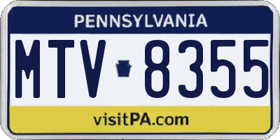 PA license plate MTV8355