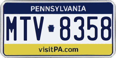 PA license plate MTV8358