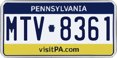 PA license plate MTV8361
