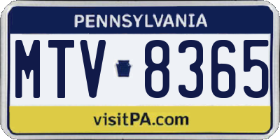 PA license plate MTV8365