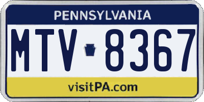 PA license plate MTV8367