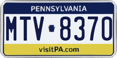 PA license plate MTV8370
