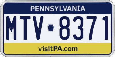 PA license plate MTV8371