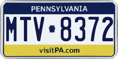 PA license plate MTV8372