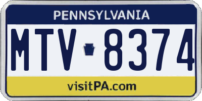 PA license plate MTV8374