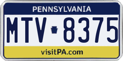PA license plate MTV8375