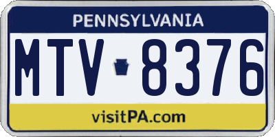 PA license plate MTV8376