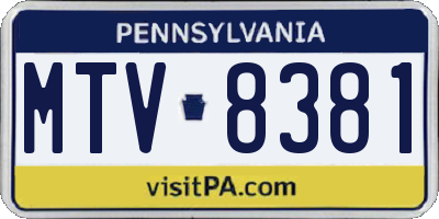 PA license plate MTV8381