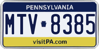 PA license plate MTV8385