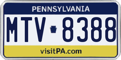 PA license plate MTV8388