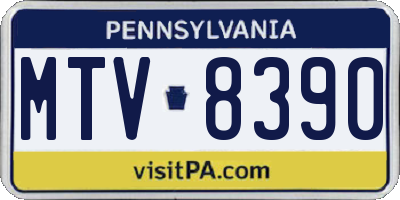 PA license plate MTV8390