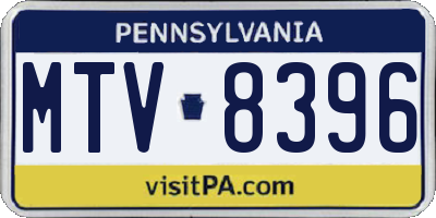 PA license plate MTV8396