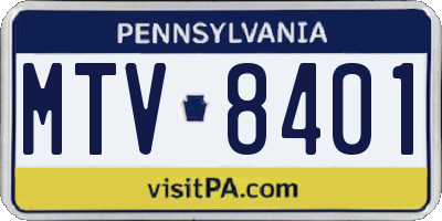 PA license plate MTV8401