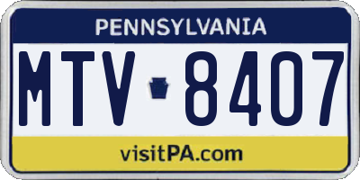 PA license plate MTV8407