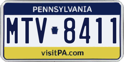 PA license plate MTV8411