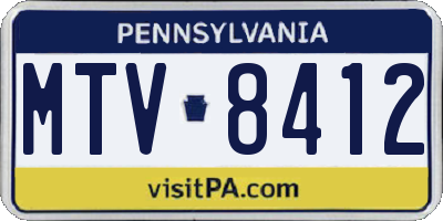 PA license plate MTV8412