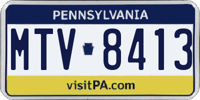 PA license plate MTV8413