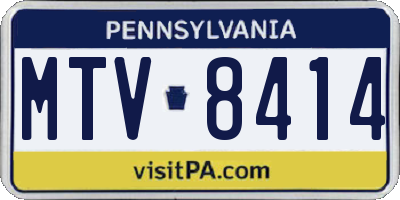 PA license plate MTV8414
