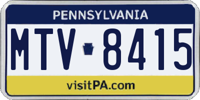 PA license plate MTV8415