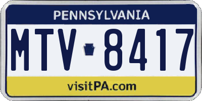 PA license plate MTV8417