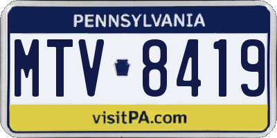 PA license plate MTV8419