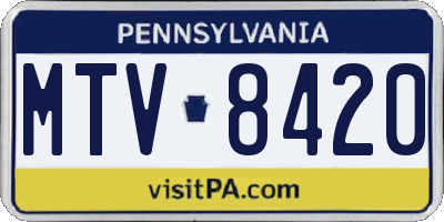 PA license plate MTV8420
