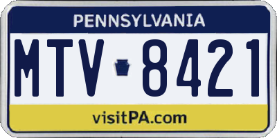 PA license plate MTV8421