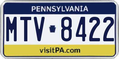 PA license plate MTV8422
