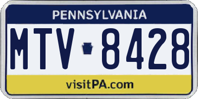 PA license plate MTV8428
