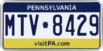 PA license plate MTV8429