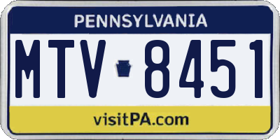 PA license plate MTV8451