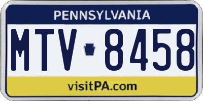 PA license plate MTV8458