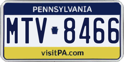 PA license plate MTV8466