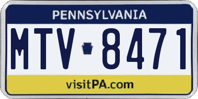PA license plate MTV8471
