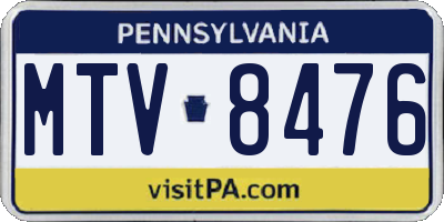 PA license plate MTV8476