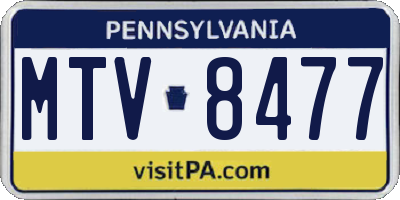 PA license plate MTV8477
